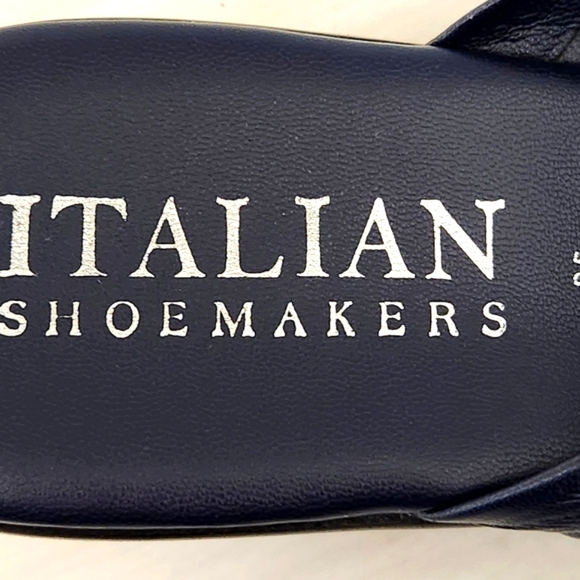 Italian Shoemakers Navy Crystal Slide Wedge Sandals 10M - Picture 11 of 12